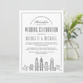 Invitation Mariage Philadelphie | Modern Deco City Skyline (Debout devant)
