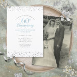 Invitation Mariage Photo 60e anniversaire Coeurs Confetti<br><div class="desc">Personnalisez avec vos informations spéciales pour le soixantième anniversaire de diamant en lettres chic et votre photo mariage spéciale au verso. Conçu par Thisisnotme©</div>