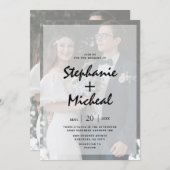 Invitation Mariage photo à effet noir et blanc (Devant / Derrière)