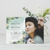 Invitation Mariage photo à l'eucalyptus (Debout devant)