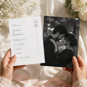 Invitation Mariage photo à monogramme moderne