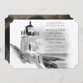 Invitation Mariage photo Abstrait du phare noir et blanc (Devant / Derrière)