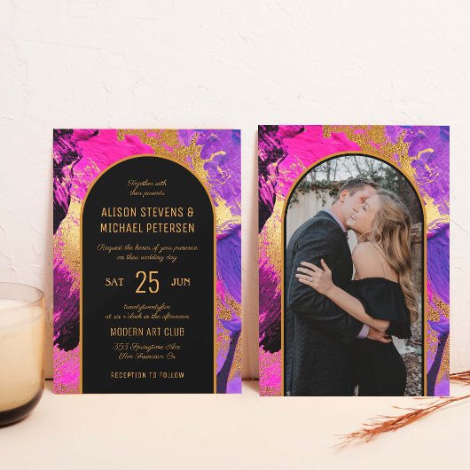 Invitation Mariage PHOTO abstrait moderne