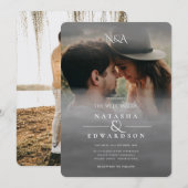 Invitation Mariage photo Abstrait noir argenté (Devant / Derrière)