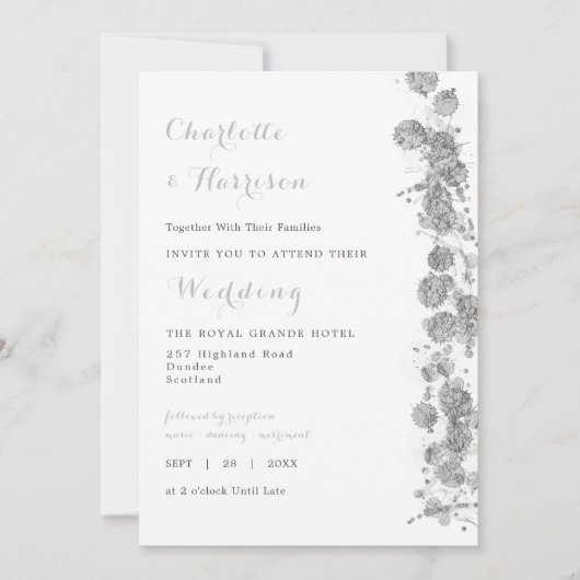 Invitation Mariage photo Abstrait Silver blanc (Devant)