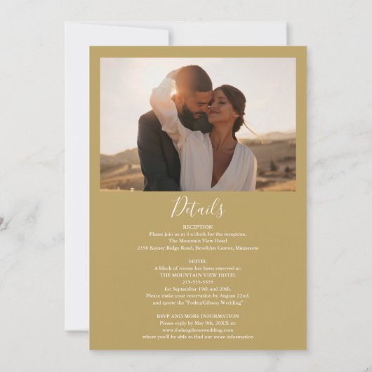 Invitation Mariage photo All In One Chic Gold Script (Dos)
