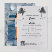 Invitation Mariage photo Arc de palmiers et coquillages (Devant / Derrière)