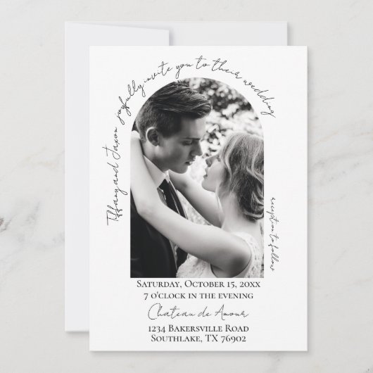 Invitation Mariage photo Arch de script moderne (Devant)