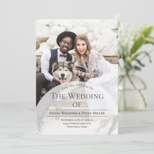 Invitation Mariage photo Arch Typographie (Debout devant)