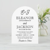 Invitation Mariage photo Arché Retro Script Monogramme élégan (Debout devant)