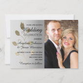 Invitation Mariage Photo Argent et Or (Devant)
