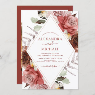 Invitation Mariage photo Automne Terracotta Automne