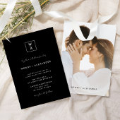 Invitation Mariage photo avec blason de monogramme de script