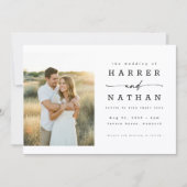 Invitation Mariage photo avec code QR Bohème Minimaliste (Devant)