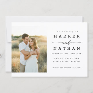 Invitation Mariage photo avec code QR Bohème Minimaliste