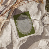 Invitation Mariage photo avec code QR en dentelle vert olive