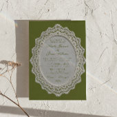Invitation Mariage photo avec code QR en dentelle vert olive