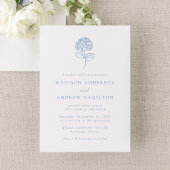 Invitation Mariage Photo avec Hydrangea Bleu Classique