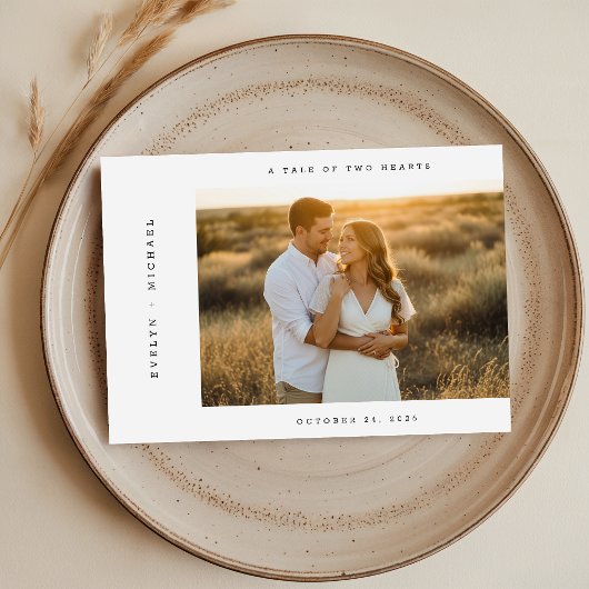 Invitation Mariage photo avec QR code en écriture moderne élé