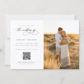 Invitation Mariage photo avec QR code en écriture moderne élé (Dos)