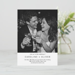 Invitation Mariage photo avec typographie noire moderne minim