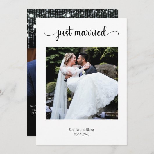 Invitation Mariage photo Black and White Lights (Devant / Derrière)