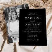 Invitation Mariage photo Black and White Modern Elegance