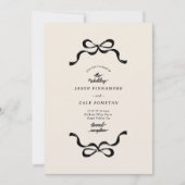 Invitation Mariage photo Black Cream Retro Bows (Devant)