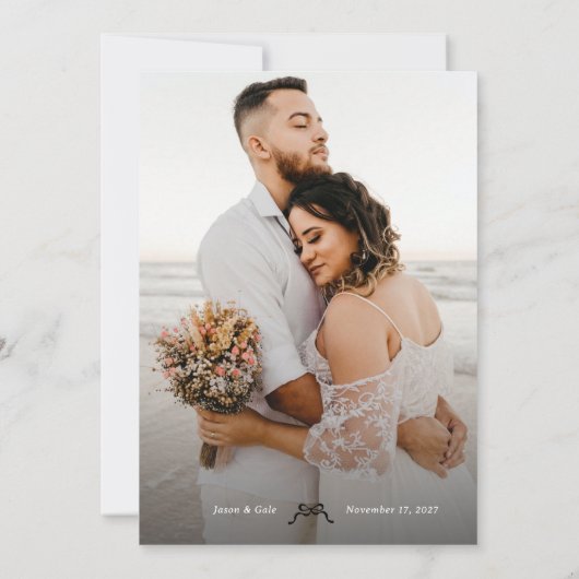 Invitation Mariage photo Black Cream Retro Bows (Dos)