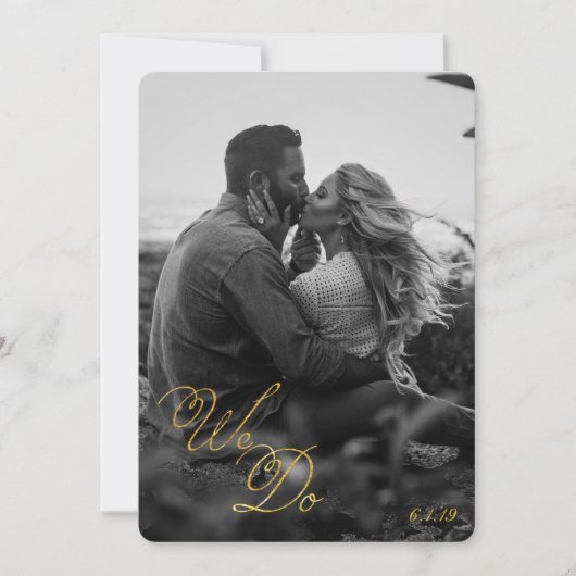 Invitation Mariage photo Black Gold Lace| Nous faisons du scr (Devant)