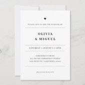 Invitation Mariage photo Black White Heart (Devant)