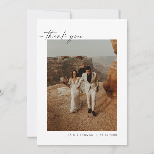 Invitation MARIAGE photo BLAIR Modern Boho Merci Note (Devant)