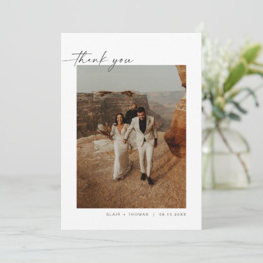 Invitation MARIAGE photo BLAIR Modern Boho Merci Note (Debout devant)
