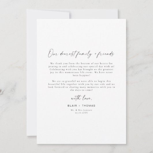 Invitation MARIAGE photo BLAIR Modern Boho Merci Note (Dos)