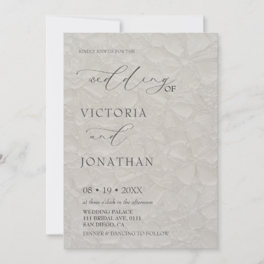 Invitation Mariage photo blanc moderne gris clair (Devant)