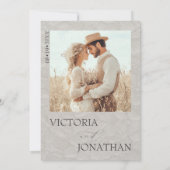 Invitation Mariage photo blanc moderne gris clair (Dos)