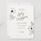 Invitation Mariage photo blanc végétal minimal (Devant)