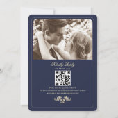 Invitation Mariage photo bleu de la marine classique (Dos)