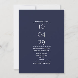 Invitation Mariage photo bleu de la marine minimaliste Date