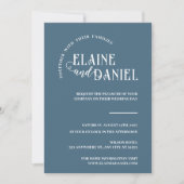 Invitation Mariage photo bleu minimaliste moderne (Devant)