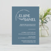 Invitation Mariage photo bleu minimaliste moderne (Debout devant)