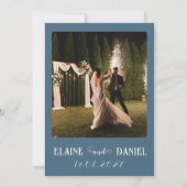 Invitation Mariage photo bleu minimaliste moderne (Dos)