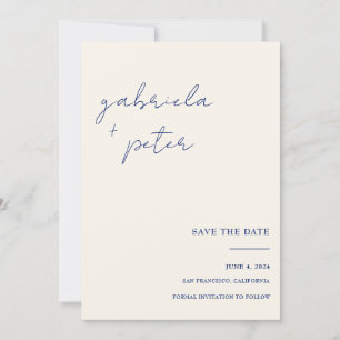 Invitation Mariage photo bleu minimaliste simple Enregistrer