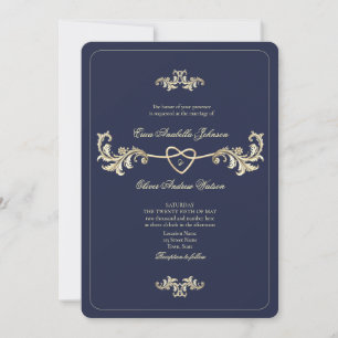 Invitation Mariage Photo Bleu Nuit Classique