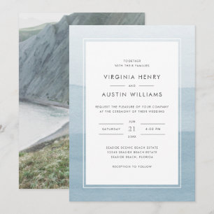 Invitation Mariage Photo Bleu Poussiéreux