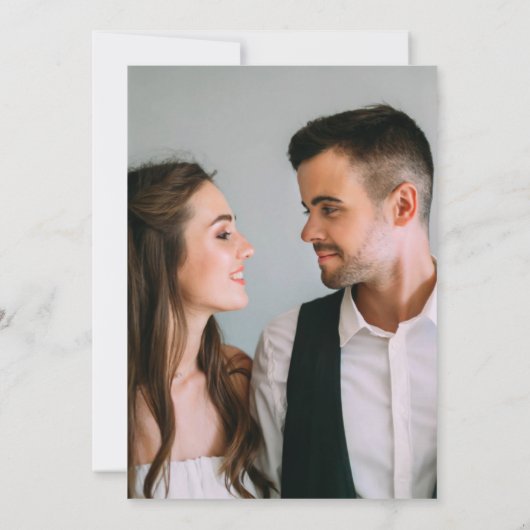 Invitation Mariage photo bleu simple et élégant (Dos)