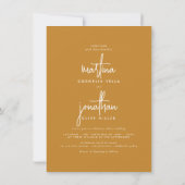 Invitation Mariage photo bohème minimaliste moutarde bohème (Dos)