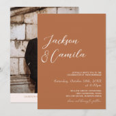 Invitation Mariage Photo Bohème Orange Brûlé (Devant / Derrière)
