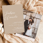 Invitation Mariage photo Boho Beige