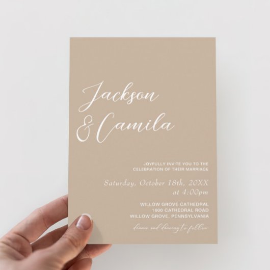 Invitation Mariage photo Boho Beige